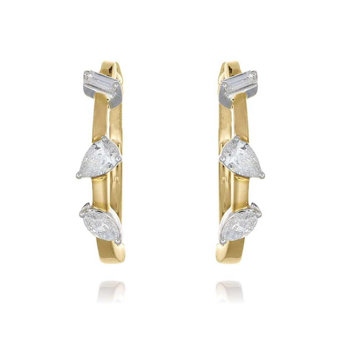Facet Fusion Diamond Hoop Earrings - Shralite London