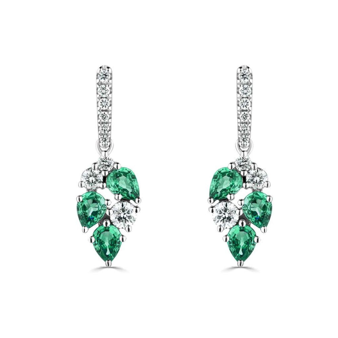 Scatter Pear Drop Emerald Earrings - Shralite London