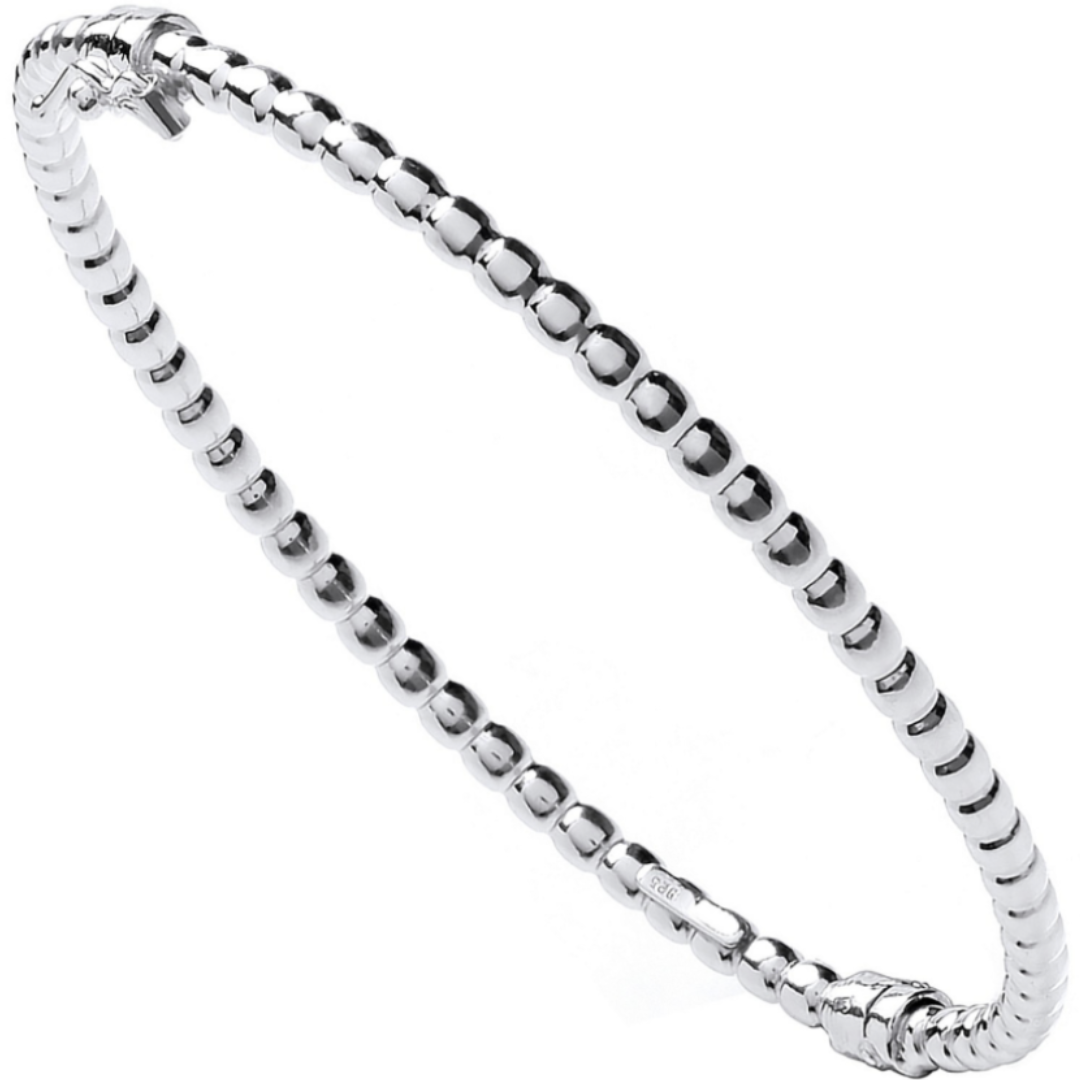 Silver Whispers Beaded Bangle - Shralite London