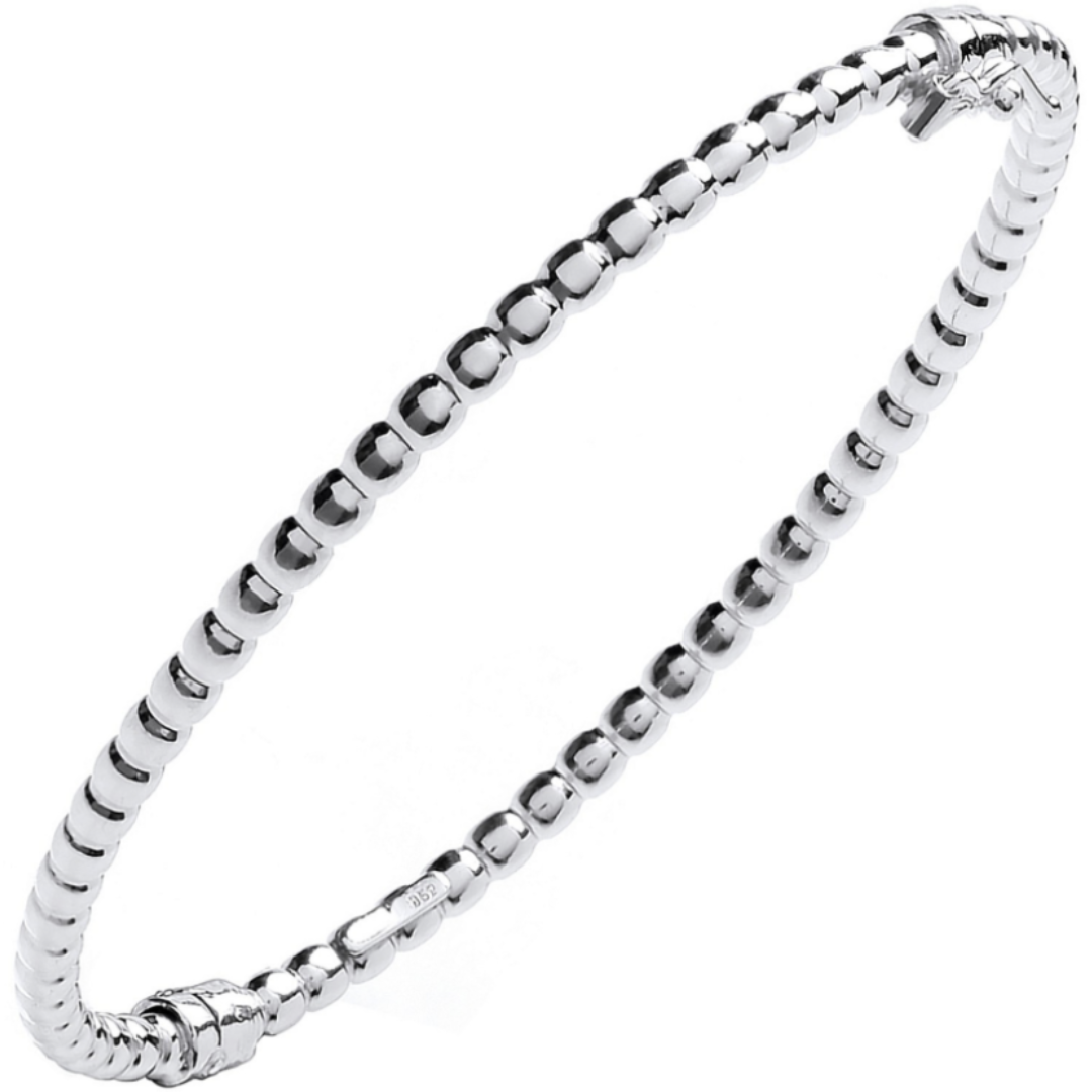 Silver Whispers Beaded Bangle - Shralite London