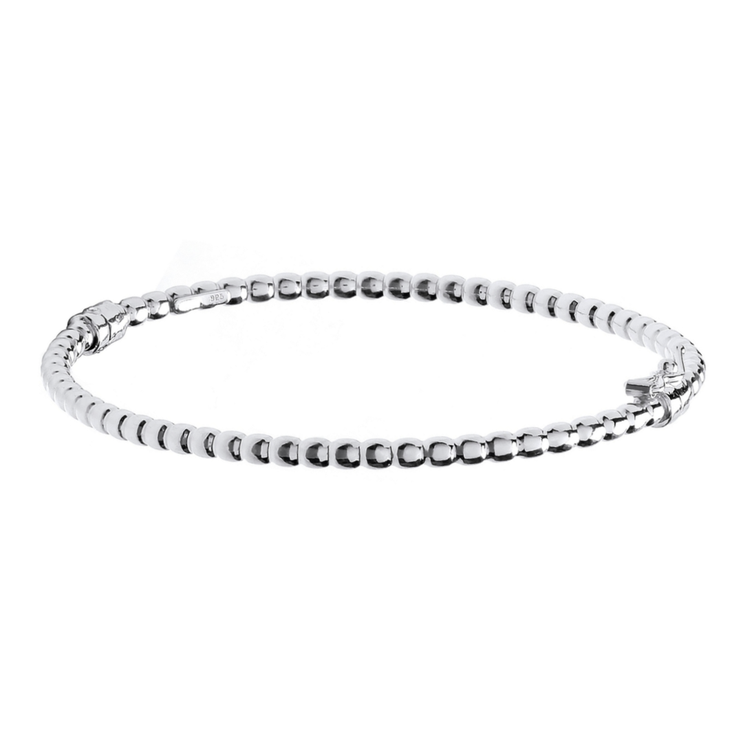 Silver Whispers Beaded Bangle - Shralite London