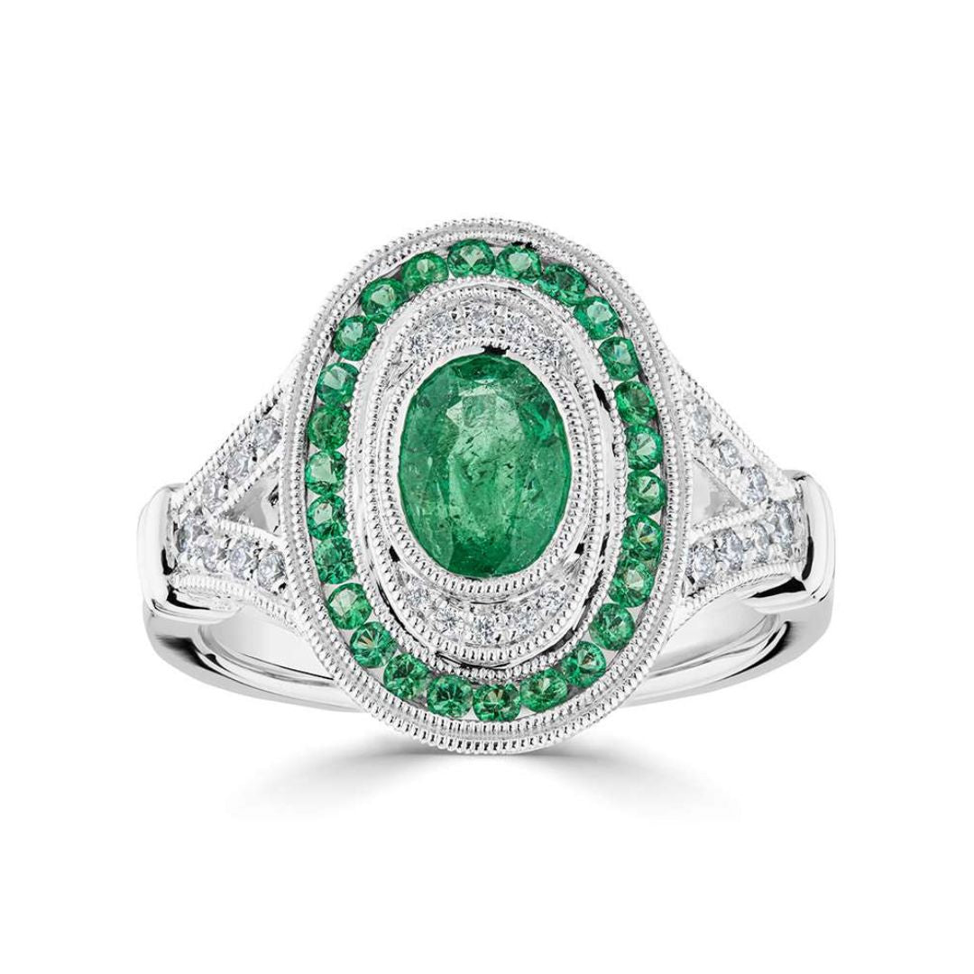 Emerald Oval Statement Ring - Shralite London