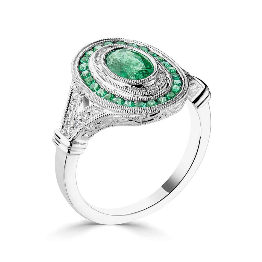 Emerald Oval Statement Ring - Shralite London