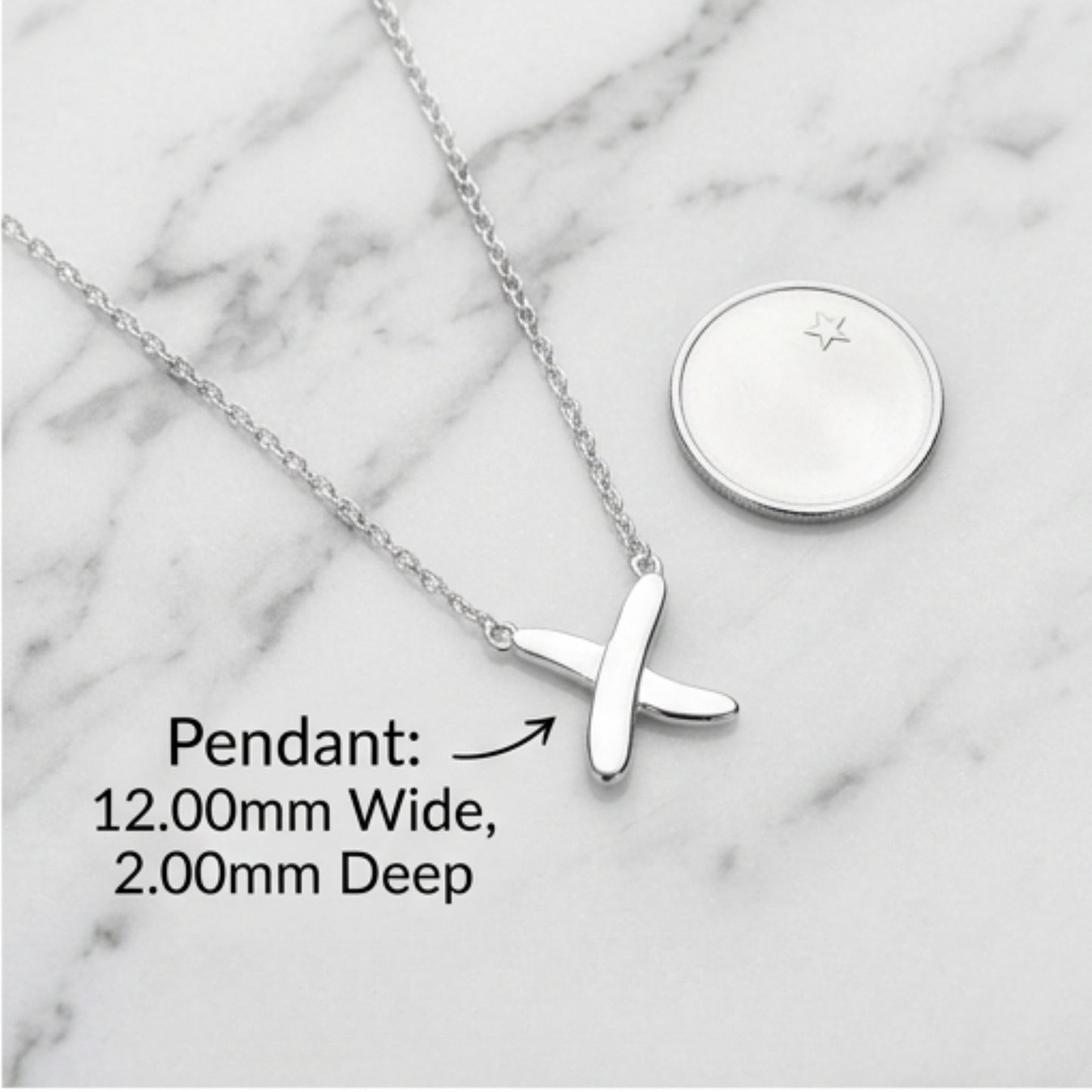 Sterling Silver Kiss Necklace.