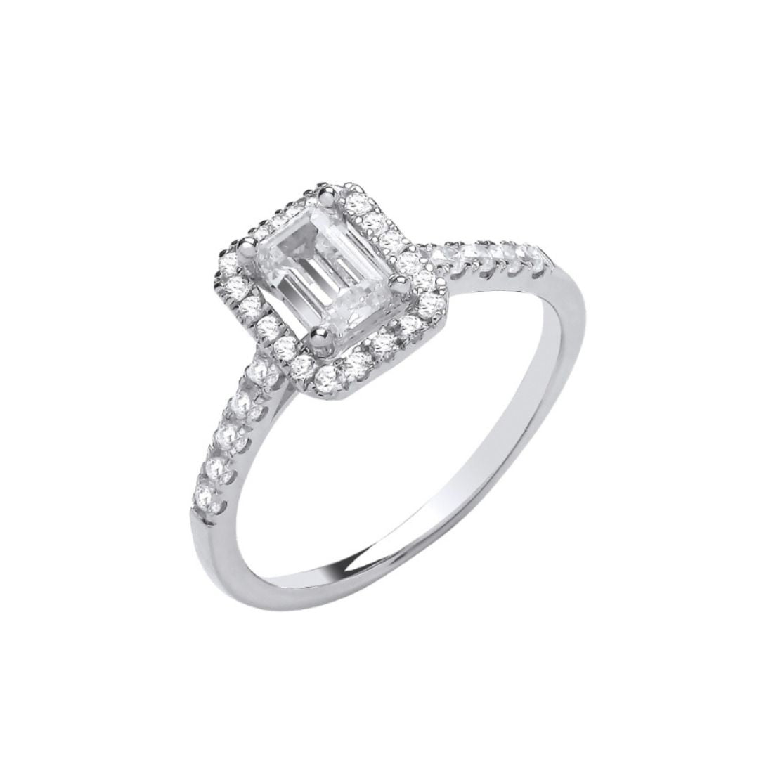 Aurora Sparkle Emerald Cut Ring - Shralite London
