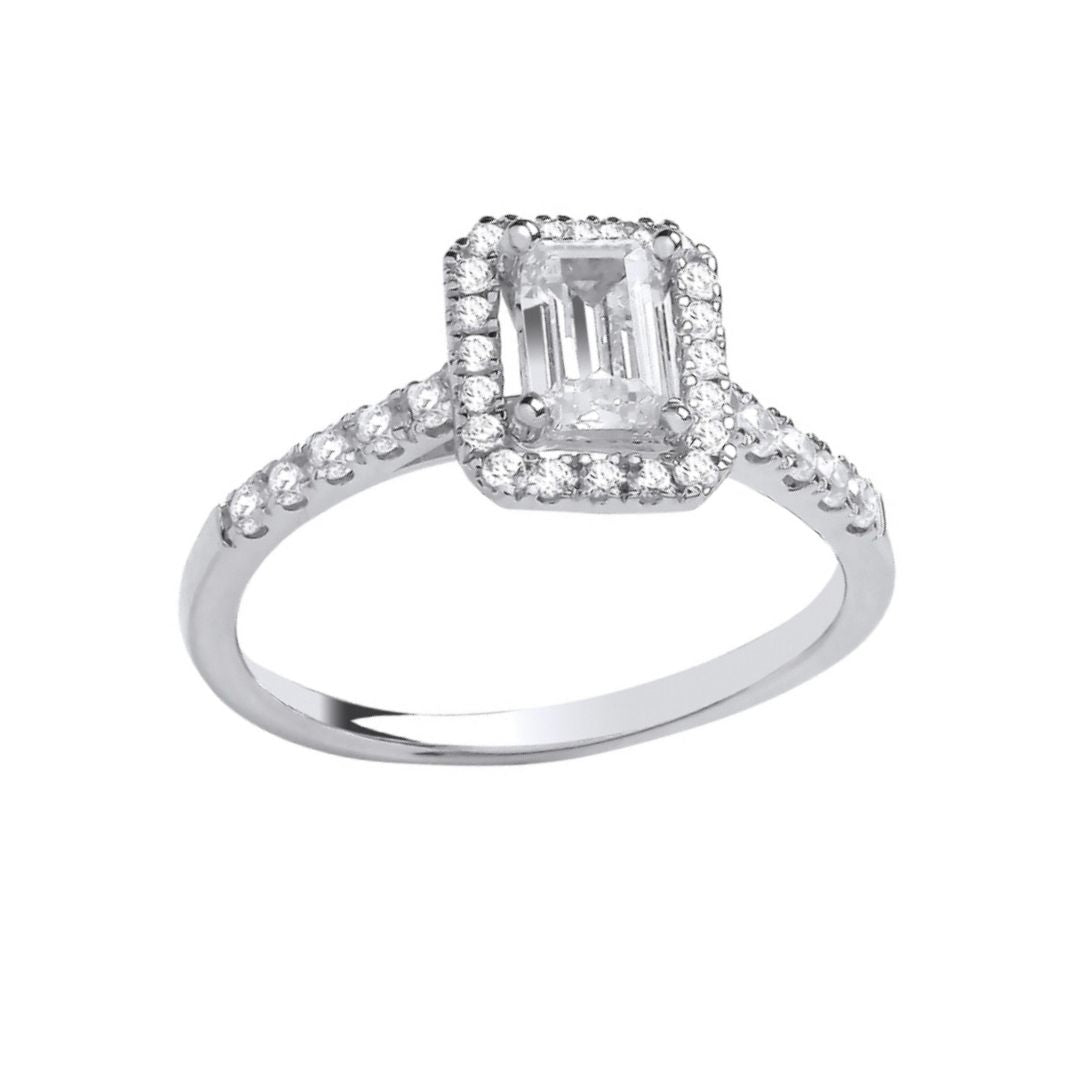 Aurora Sparkle Emerald Cut Ring - Shralite London