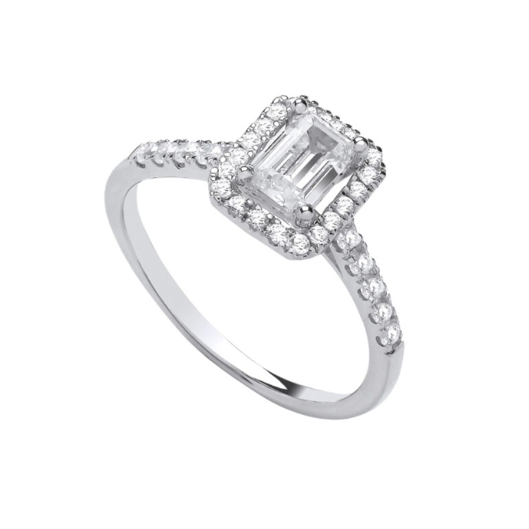 Aurora Sparkle Emerald Cut Ring - Shralite London