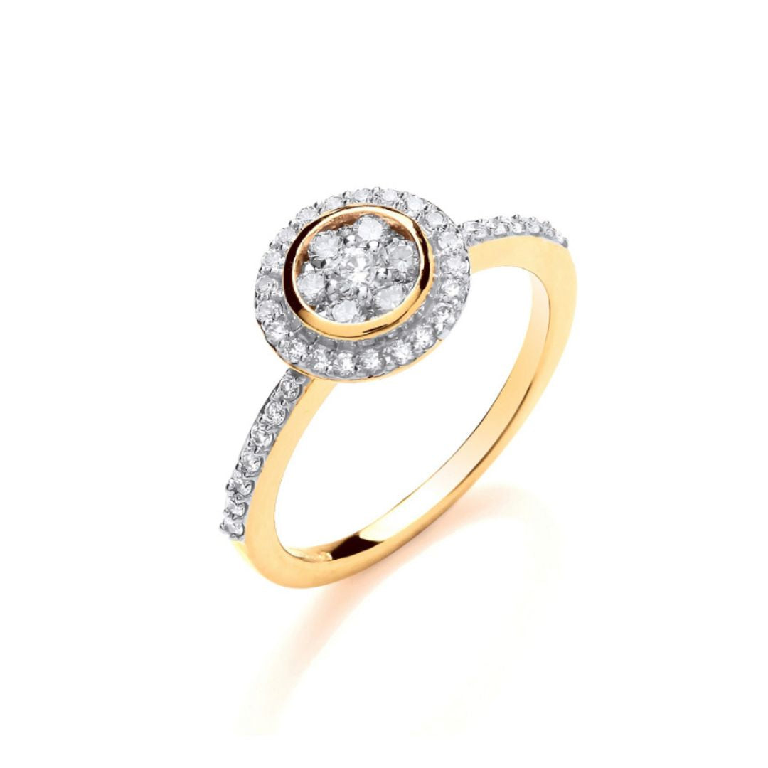 Ava Round Top With Diamond Set Shoulders Ring - Shralite London