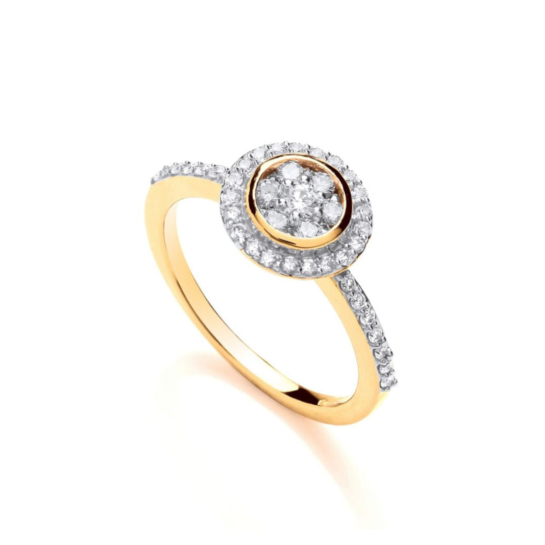 Ava Round Top With Diamond Set Shoulders Ring - Shralite London