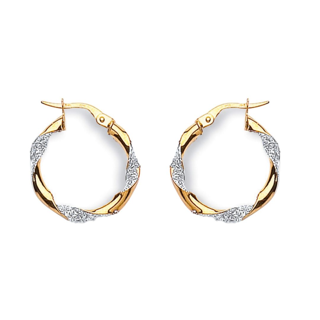 Glamorous Glitter Finish Twisted Hoop Earrings - Shralite London
