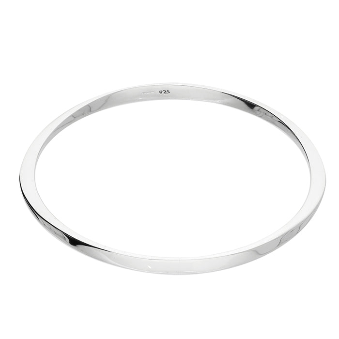 Sparkling Silver Diamond-Cut Ladies Bangle - Shralite London