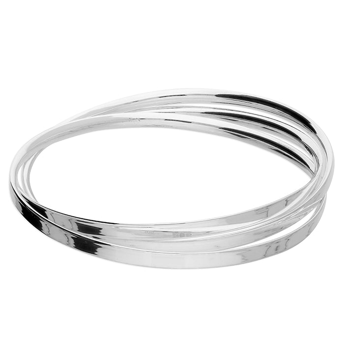 Sleek Sophistication Triple Flat Russian Solid Bangle - Shralite London