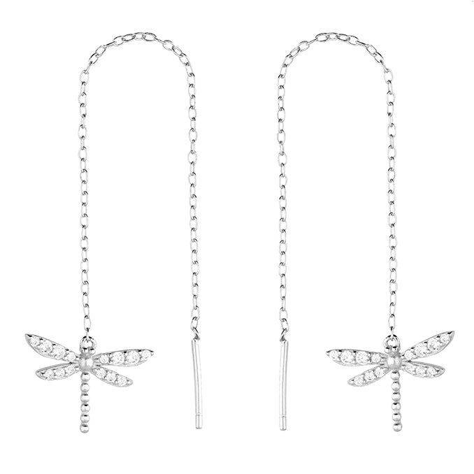 Gleaming Wings Dragonfly Pull-Through Earring - Shralite London