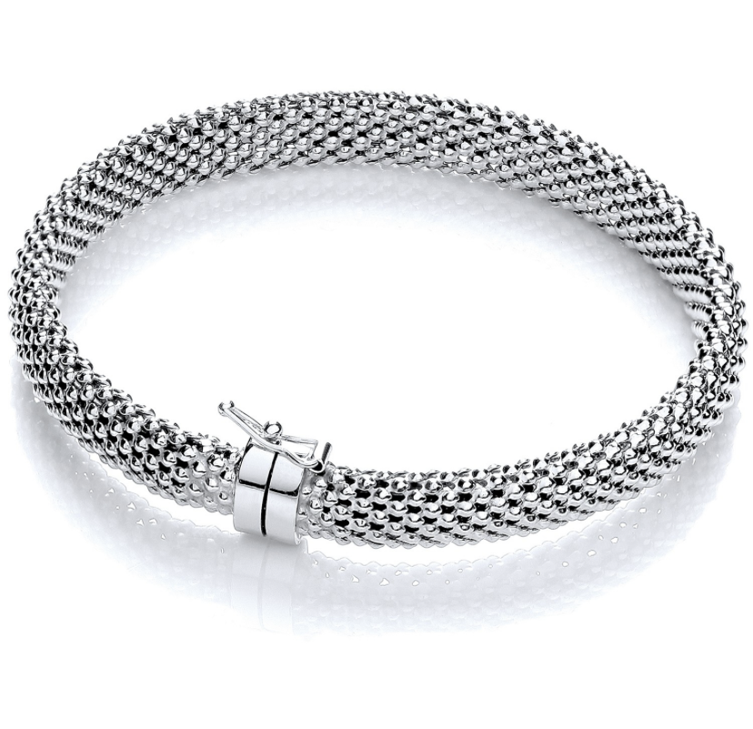 Sleek Silver Veil Mesh Bangle Bracelet - Shralite London