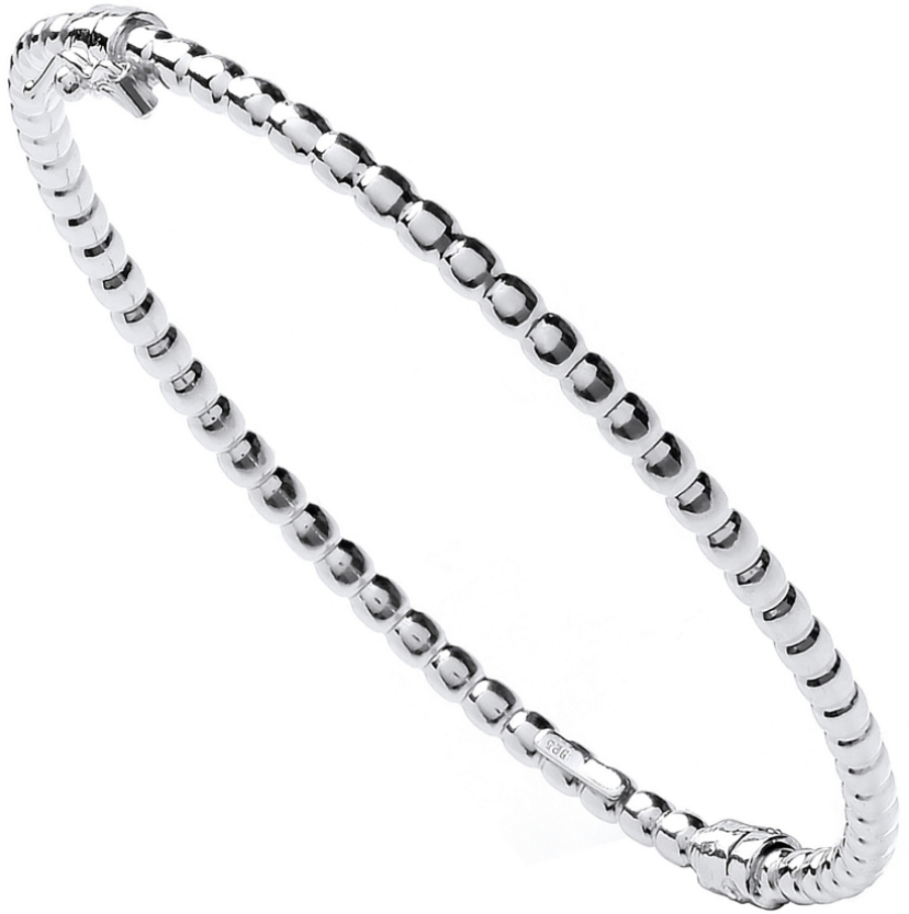 Silver Whispers Beaded Bangle - Shralite London
