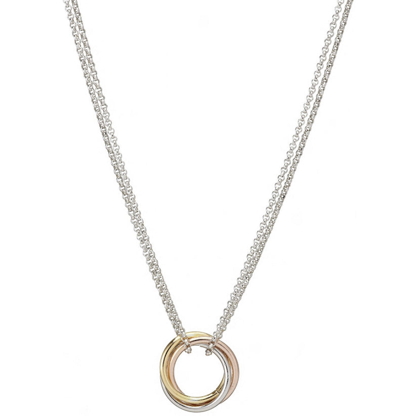 Radiant Tricolor Circle Necklace - Shralite London