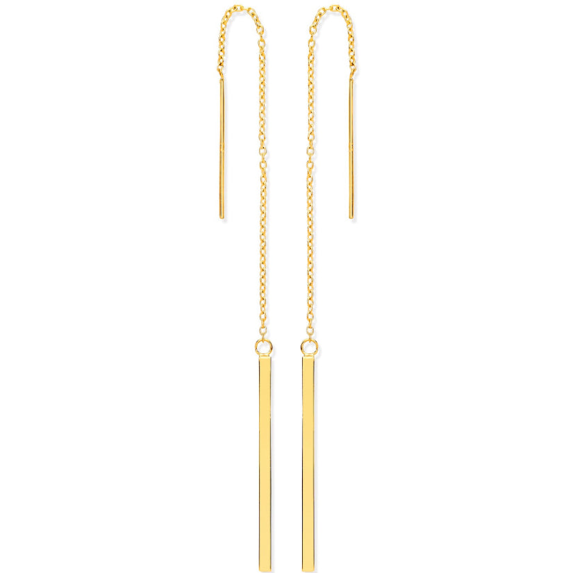 Golden Cascade Chain Drop Threader Earrings - Shralite London