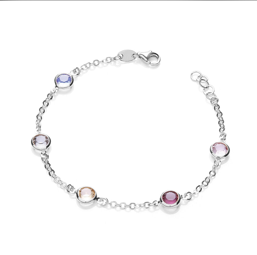 Rainbow Radiance Silver Tennis Bracelet - Shralite London