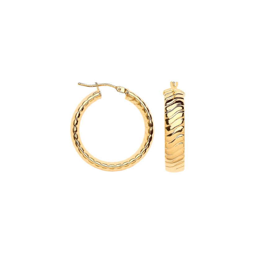 Wavy Ribbed Hoop Earrings - Shralite London