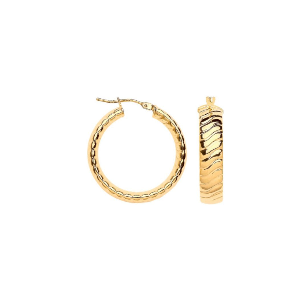Wavy Ribbed Hoop Earrings - Shralite London