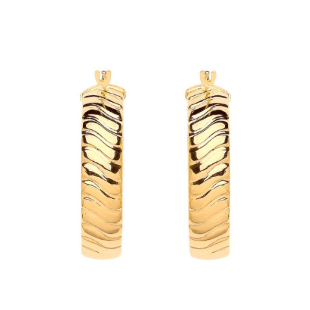 Wavy Ribbed Hoop Earrings - Shralite London