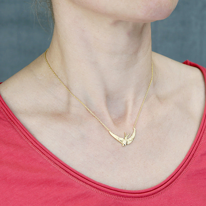 Golden Swallows Pendant - Shralite London