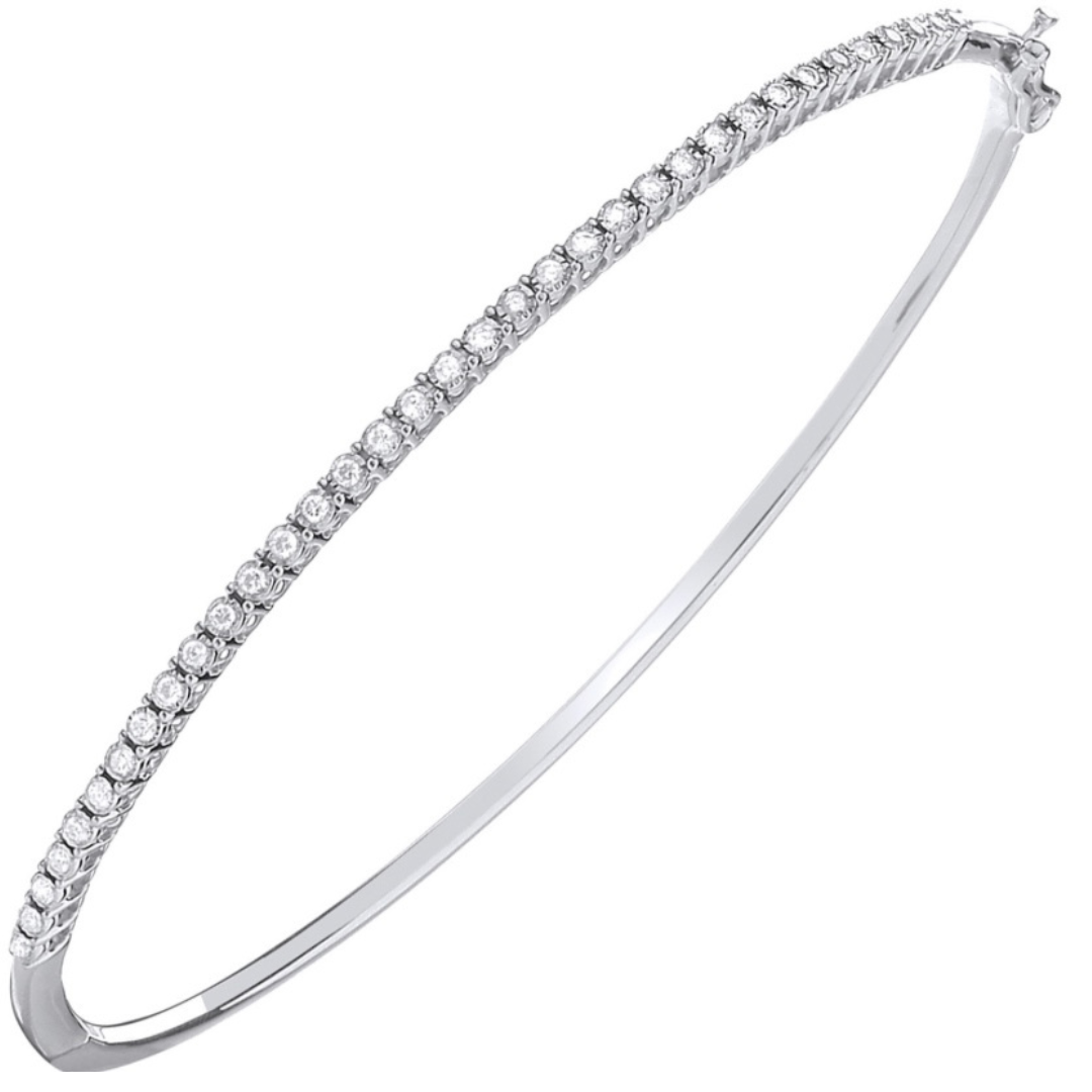 Timeless Sparkle White Gold Bangle - Shralite London