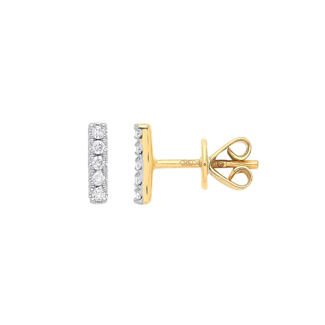 Golden Glitter Bar Earrings - Shralite London