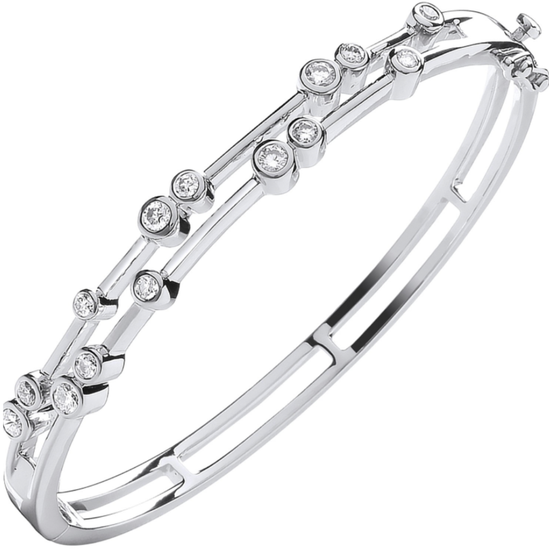 Dazzling Diamonds Gold Bangle - Shralite London