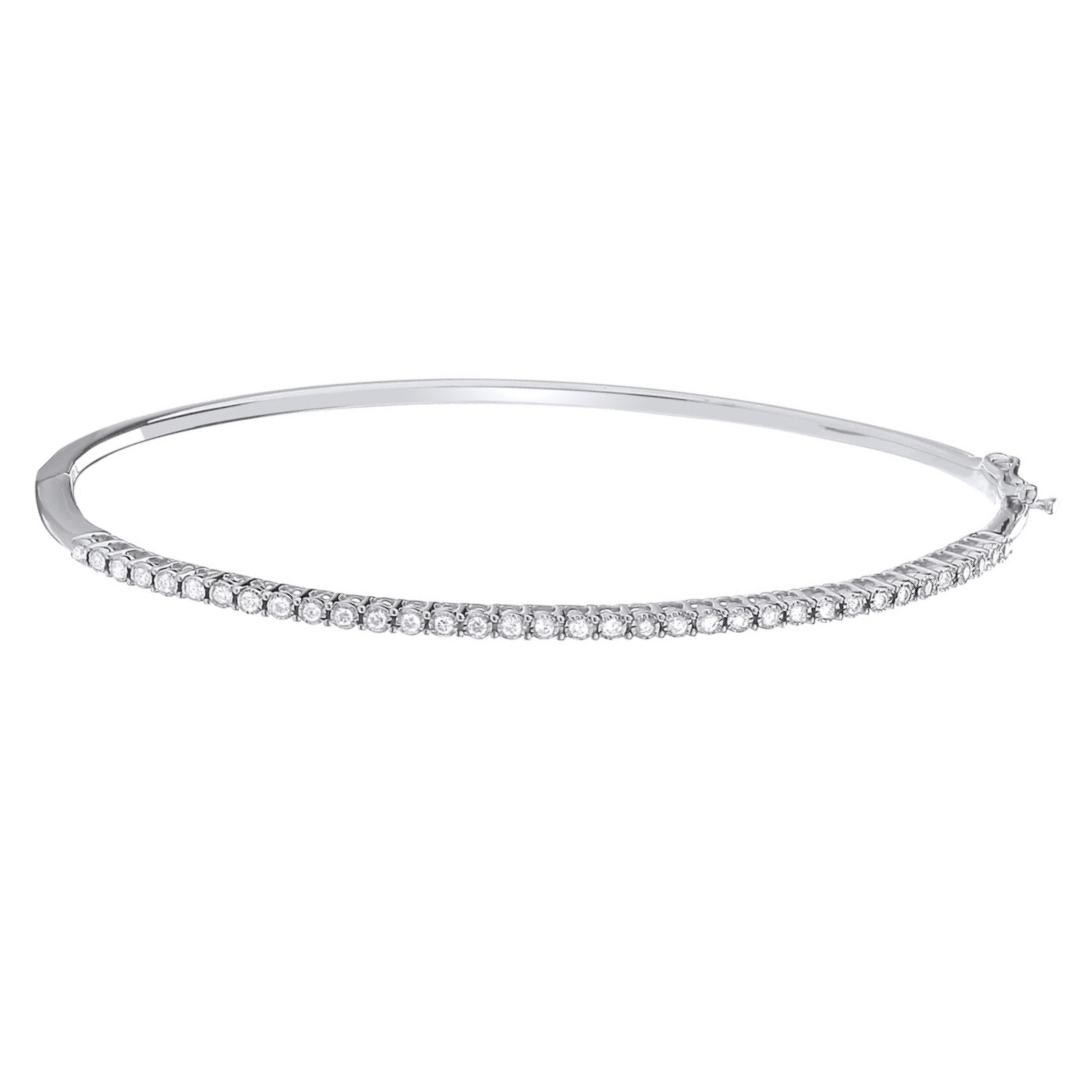 Timeless Sparkle White Gold Bangle - Shralite London
