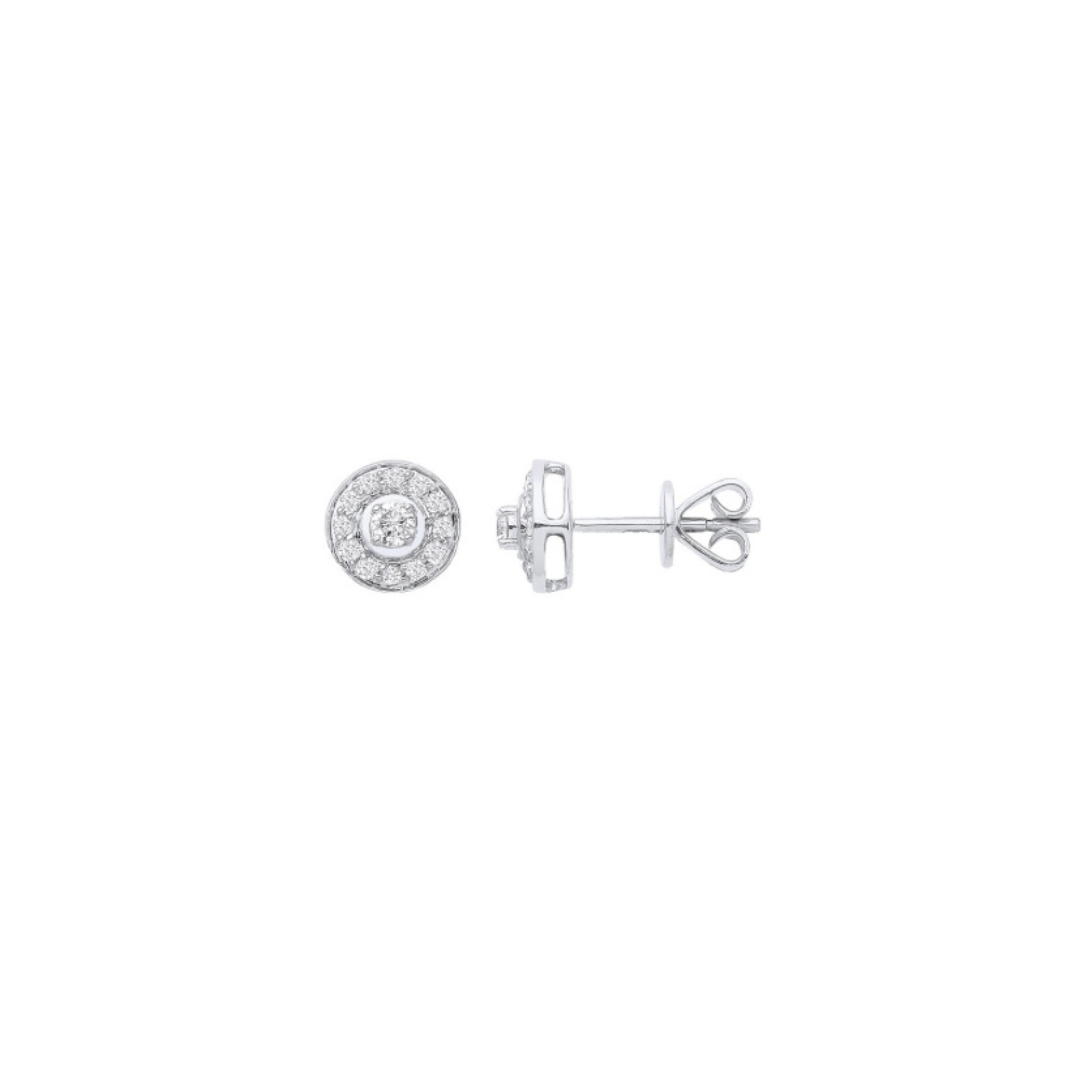 Éclat Doré Diamond Halo Earrings - Shralite London