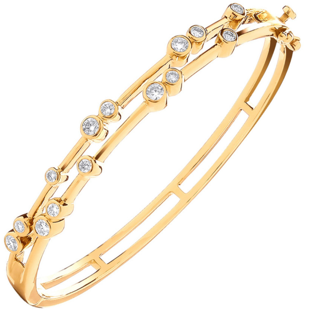Dazzling Diamonds Gold Bangle - Shralite London