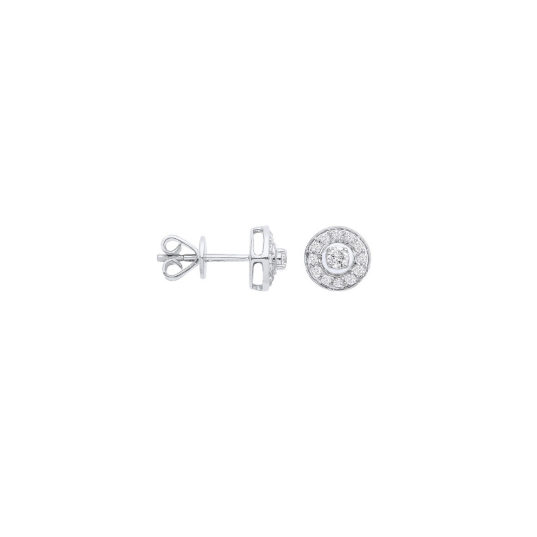 Éclat Doré Diamond Halo Earrings - Shralite London