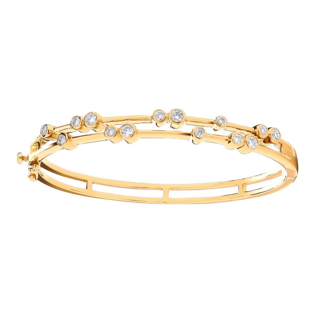 Dazzling Diamonds Gold Bangle - Shralite London