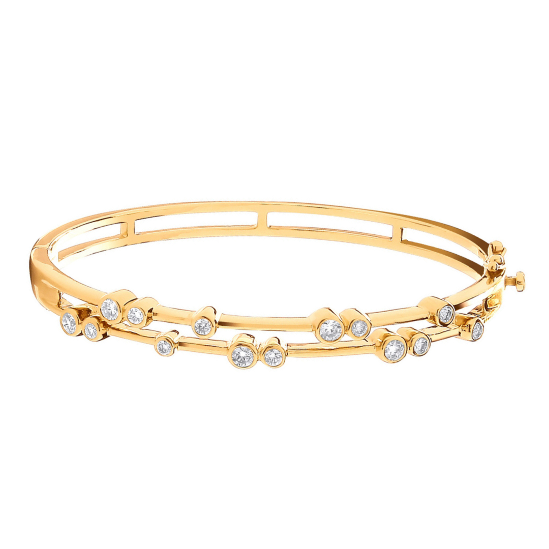 Dazzling Diamonds Gold Bangle - Shralite London