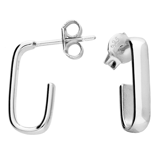 Squared J hoop stud earrings - Shralite London