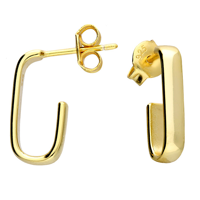 Squared J hoop stud earrings - Shralite London