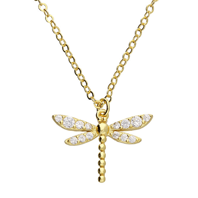 Gold Dragonfly Pendant - Shralite London