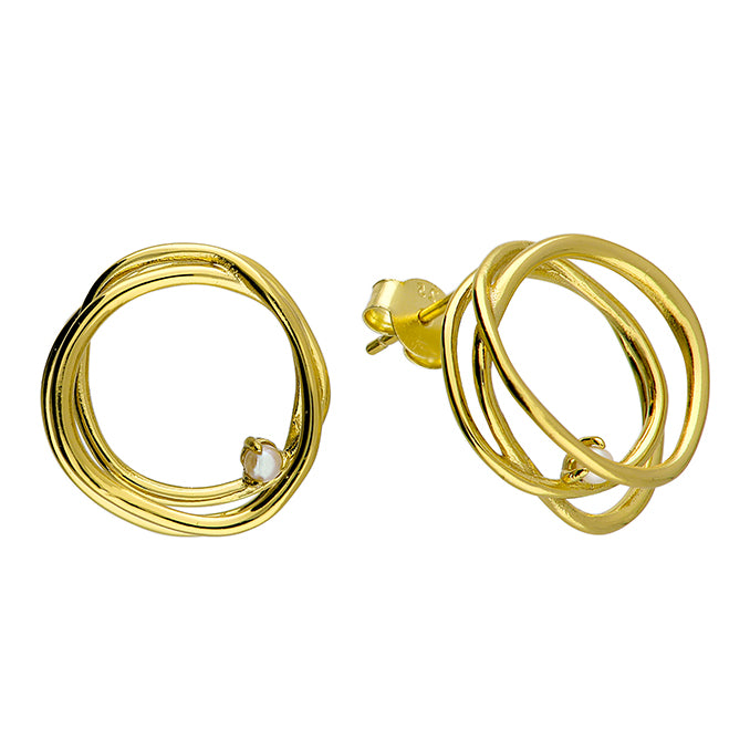 Gold Circles Stud Hoop Earring. - Shralite London