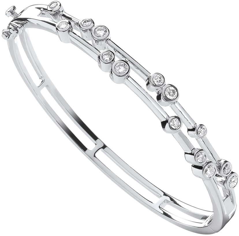Dazzling Diamonds Gold Bangle - Shralite London