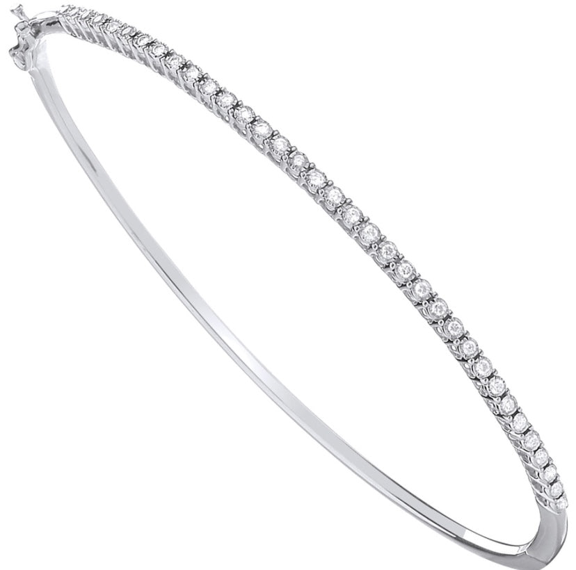 Timeless Sparkle White Gold Bangle - Shralite London