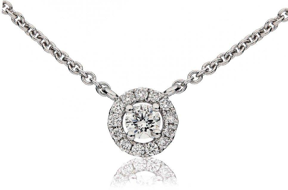 Glimmering Grace Halo Solitaire Pendant - Shralite London