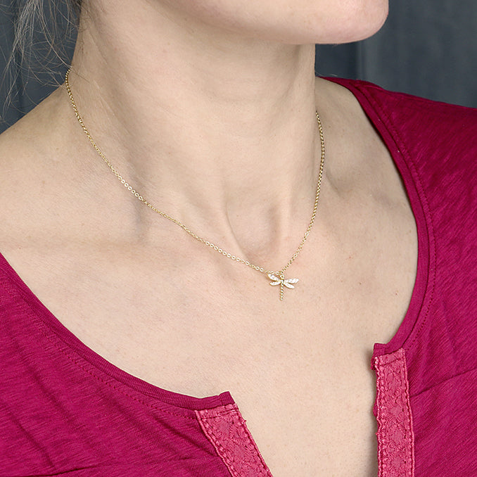 Gold Dragonfly Pendant - Shralite London