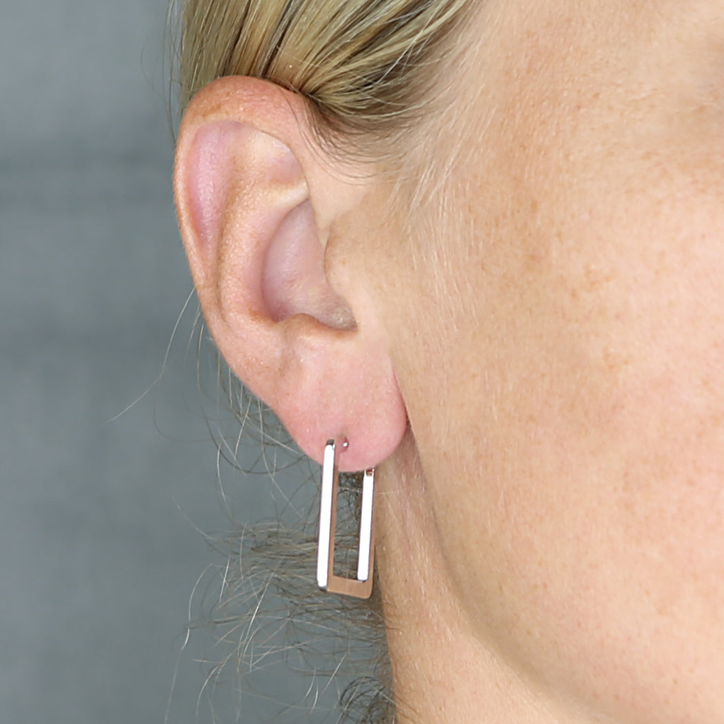 Rectangular Creole Hoop Earrings - Shralite London