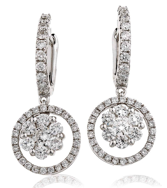 Diamond Bloom Circle Hoop  Earrings