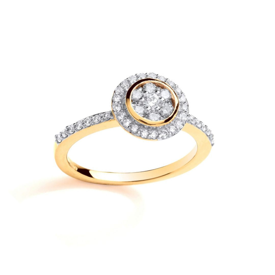 Ava Round Top With Diamond Set Shoulders Ring