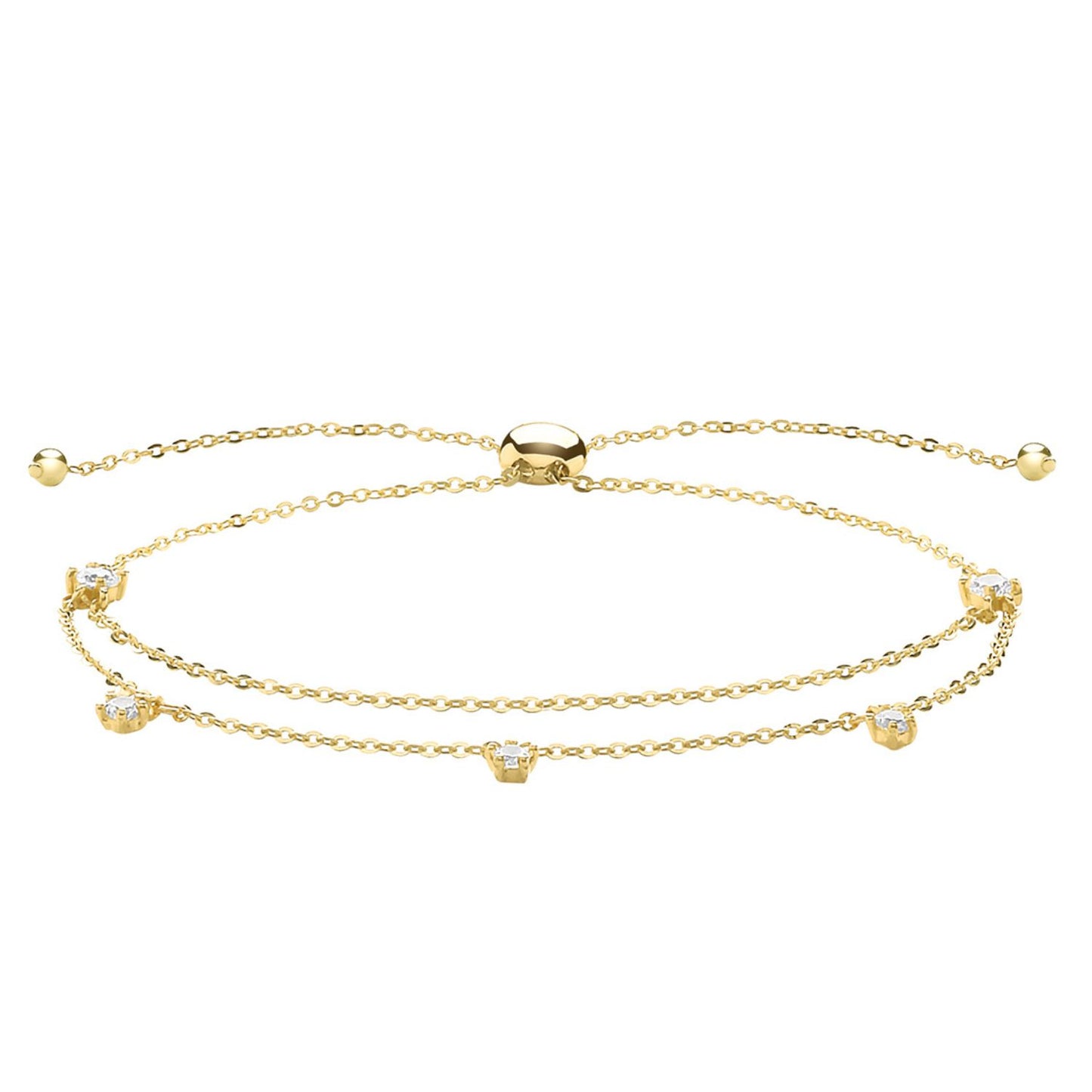 Gold Double Chain Pull Style Bracelet