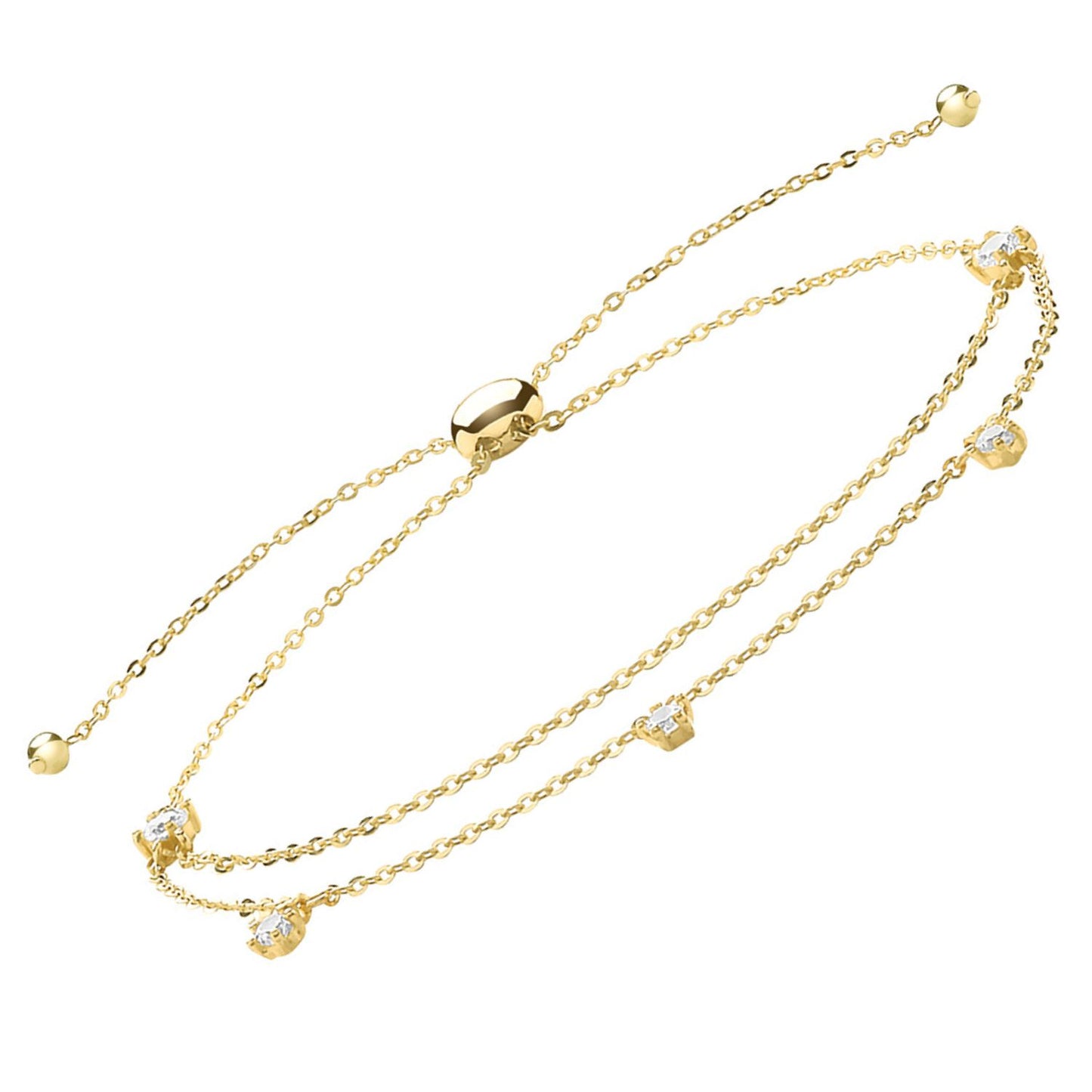 Gold Double Chain Pull Style Bracelet