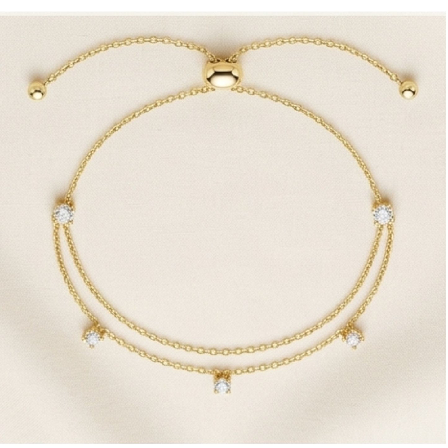 Gold Double Chain Pull Style Bracelet