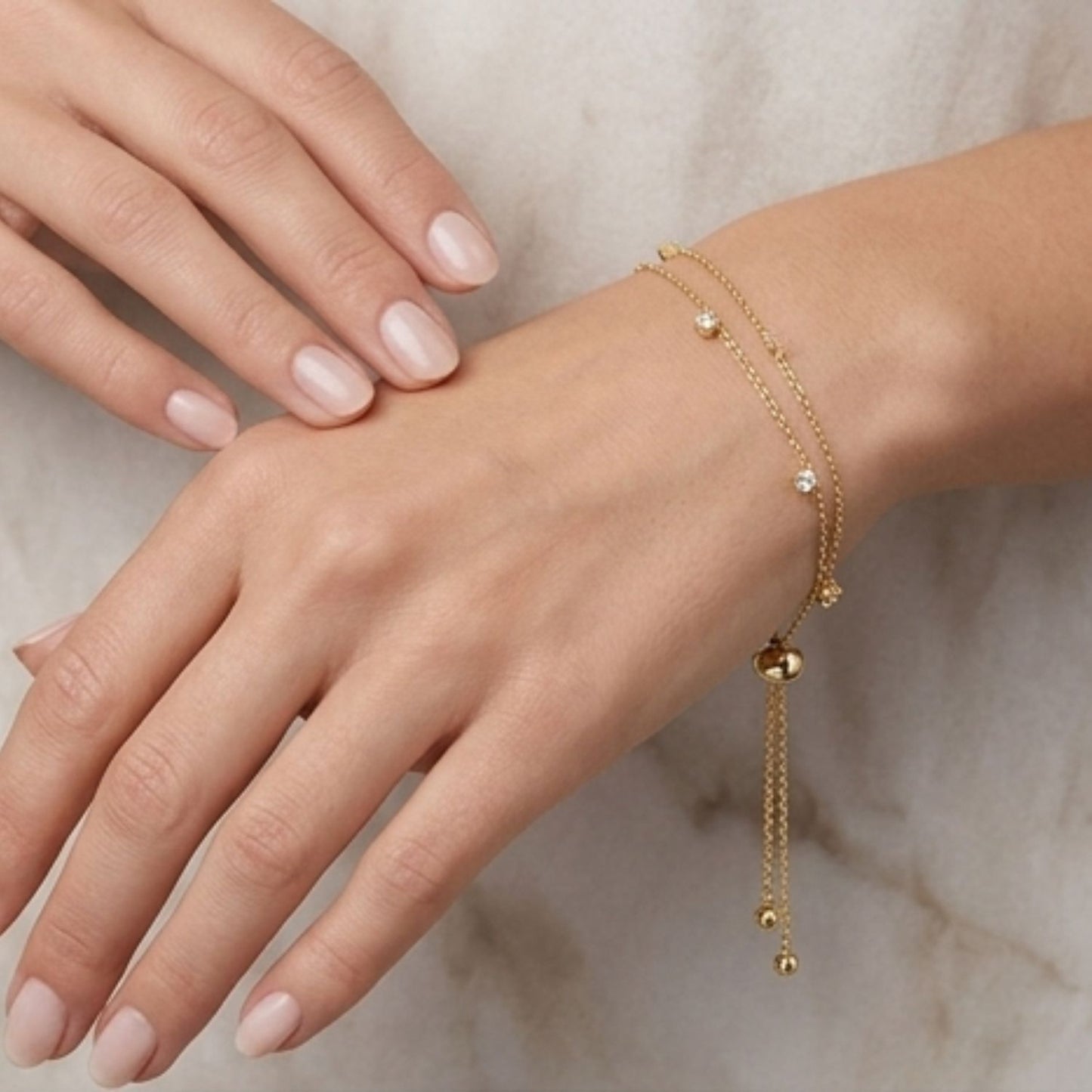 Gold Double Chain Pull Style Bracelet